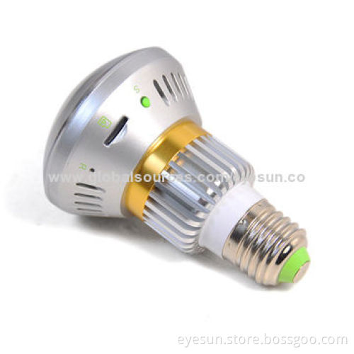 Bulb CCTV Security Hidden Camera with Remote Control Light, IR LED and microSD Card Storage